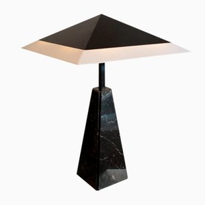 Lampe de Bureau Abat Jour en Marbre Noir par Cini Boeri pour Arteluce, 1970s