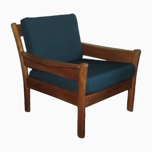 Danish Lounge Chair in Teak with Petrol Blue Covers from Dyrlund, 1970s
