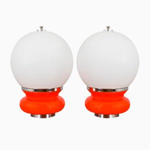 Italian Space Age Table Lamps in Murano Glass by Carlo Nason for Mazzega, 1970s, Set of 2
