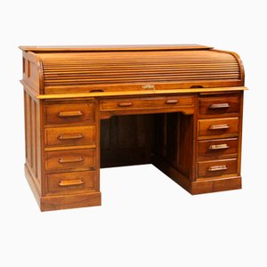 Large Antique Roller Desk with Walnut Shutters, 1920s