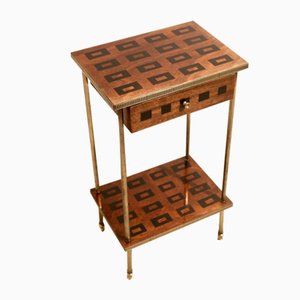 Art Deco Marquetry Side Table with Drawer, 1930s