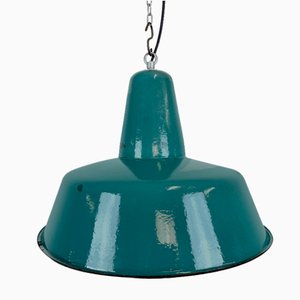 Industrial Green Enamel Factory Lamp, 1960s