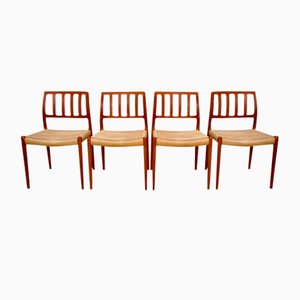 Dänische Teak Esszimmerstühle Modell Nr. 83 von Niels O. Møller für JL Møllers Møbelfabrik, 1970er, 4er Set
