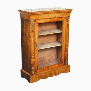 19th Century Victorian Burr Walnut Marquetry Pier Glazed Cabinet