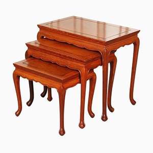 Oriental Teak Nest of Tables, Set of 3