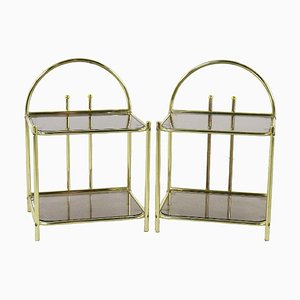 Brass Bedside Tables, Set of 2