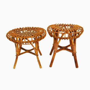 Italian Bamboo Stools, 1968, Set of 4