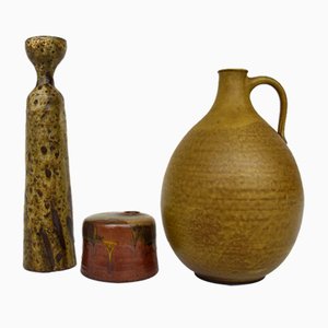 Brocche e scatole brutaliste in ceramica, Svizzera, 1972, set di 3