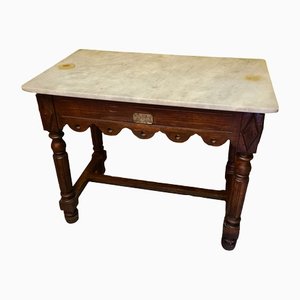 French Butcher's Table with Marble Top