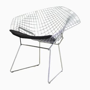 Silla Diamond italiana con cojín de Harry Bertoia para Knoll, años 80