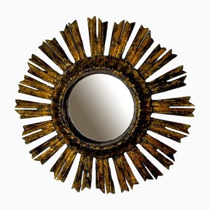Specchio Mid-Century in legno dorato, anni '50