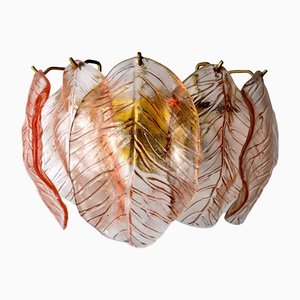Wall Light with Murano Glass Leaves from Mazzega, Italy, 1960s