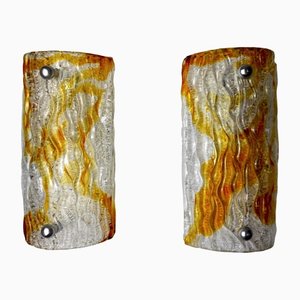 Frosted Murano Glass Sconces from Mazzega, Italy, 1960s, Set of 2