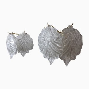 Apliques con hojas de cristal de Murano de Mazzega, Italy, años 70. Juego de 2