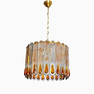 Frosted Murano Glass Chandelier from Mazzega, Italy, 1960s