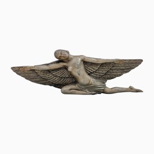 Salvado, Art Deco Vogel oder Kap Tänzerin Figur, 1930er, Metall & Onyx