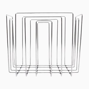 Vintage Chrome-Plated Magazine Rack in the of Style Willi Glaeser for TMP, 1980s