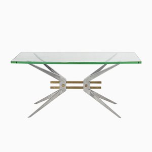 Italian Aluminum & Glass Coffee Table, 1960s