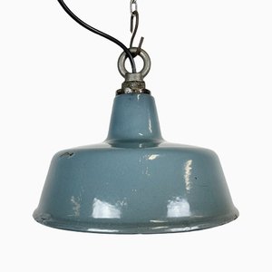 Small Industrial Grey Enamel Pendant Lamp, 1960s