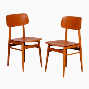 Vintage Chairs in Wood from Ton, 1960, Set of 2