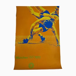 Munich Olympic Games Mens Wrestling Poster by Otl Aicher, 1972