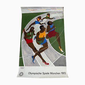 Affiche Lithographique des Jeux Olympiques de Munich par Jacob Lawrence, 1972