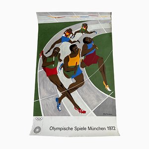 Munich Olympic Games Relay Race Lithograph Poster by Jacob Lawrence, 1972