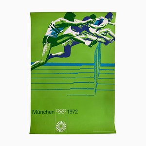 Munich Olympic Games Running over Obstacles Poster by Otl Aicher, 1972