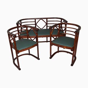 Living Room Sofa & Armchairs attributed to Josef Hoffmann, 1900s, Set of 3