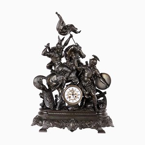 Italian Support Clock in Bronze with Wire Zoomorphic Decorations