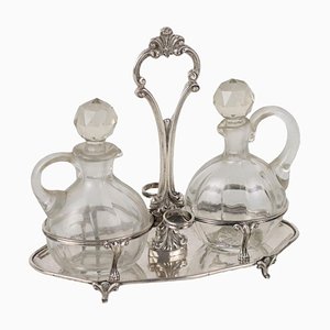 Silver and Ground Crystal Oil Cruet, Vicenza