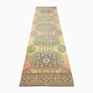 Vintage Turkish Wool Hand Knotted Oushak Hallway Rug, 1960s