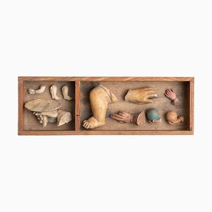 Olot Atelier, Cabinet of Curiosities Drawer Sculpture, 1950, Plâtre & Bois