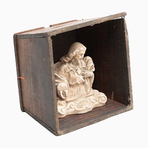 Traditional Wooden Niche of a Saint Figure, 1950s