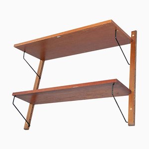 Mid-Century Modern French Wood and Metal Modular System Shelf, 1950s