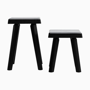 Black Wood Edition S01R and S01 Stools from Pierre Chapo, 2020s, Set of 2