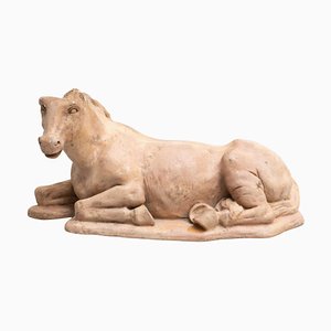 Figura de caballo tradicional de yeso, años 50