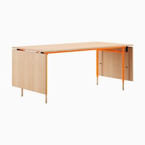 Nyhavn Dining Table with Two Drop Leaves in Lino and Wood by Finn Juhl