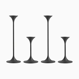 Jazz Kerzenhalter aus Stahl mit schwarzer Pulverbeschichtung von Max Brüel, 4er Set