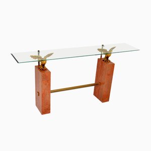 Vintage Marble, Brass and Glass Console Table, 1970s