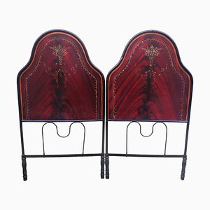 Headboards in Iron and Sheet Metal Painted in Rosewood Colour, 1920s-1930s, Set of 2
