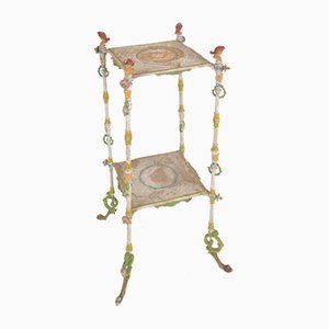 Antique French Cast Iron Polychrome Plant Stand