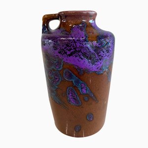 Mid-Century Brown, Purple and Blue Ceramic Vase from Scheurich, 1954