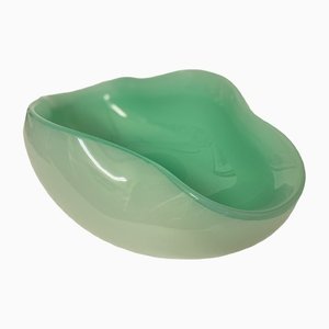 Centro de mesa grande de vidrio opalino verde de Archimede Seguso para Seguso Vetri d'Arte, años 50