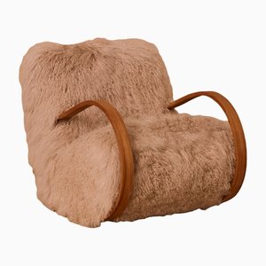 Rocking Chair en Peau de Mouton de Mongolie, Suède, 1960s