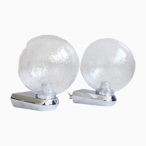 Chrome Glass Balls Plated Mirror Lights, 1970s, Set of 2