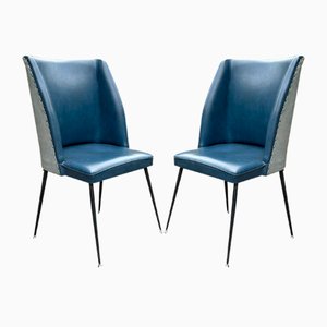 Blaue Esszimmerstühle, Italien, 1950er, 2er Set