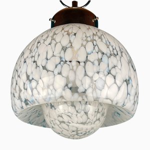 Lámpara colgante Mid-Century de cristal de Murano blanco de Carlo Nason para Mazzega, Italia, años 60
