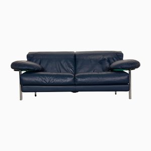 Zwei-Sitzer Sofa aus Blauem Leder von B&B Italia