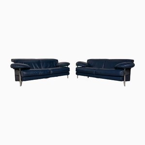 Sofa Set in Blue Leather from B&B Italia, Set of 2